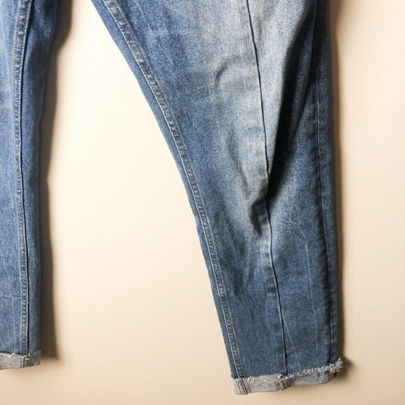 Asos Shark Bite Distressed Waist Jeans Statement Denim Blue Womens 32 - Picture 10 of 16